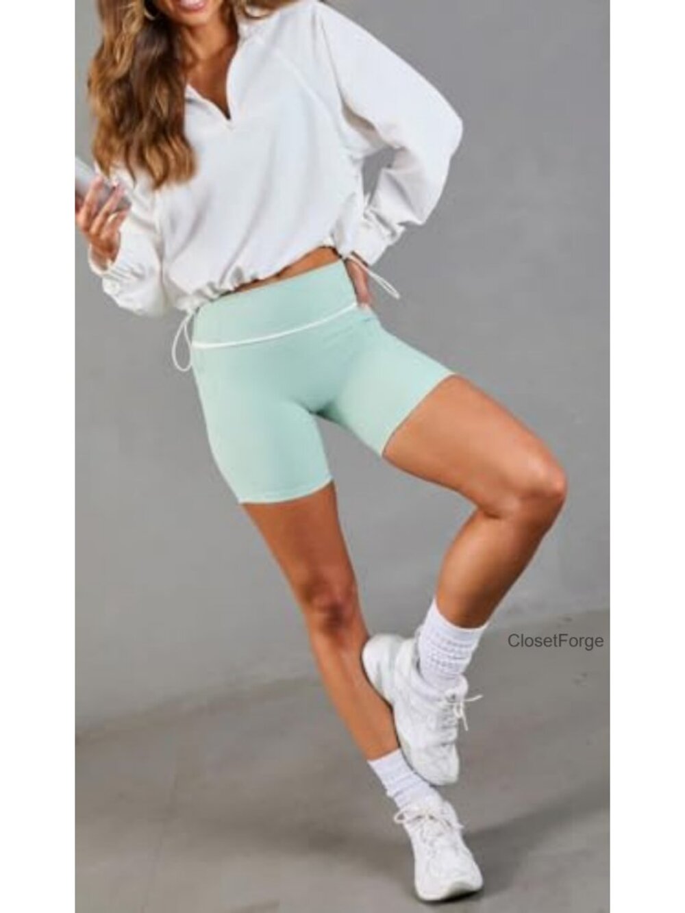 Lightweight Quarter Zip Cropped Pullover Athletic Jacket - Picture 4 of 5
